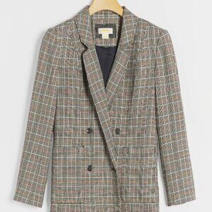 Anthropologie Maeve Lilith Oversized Double Breasted Plaid Blazer 0P